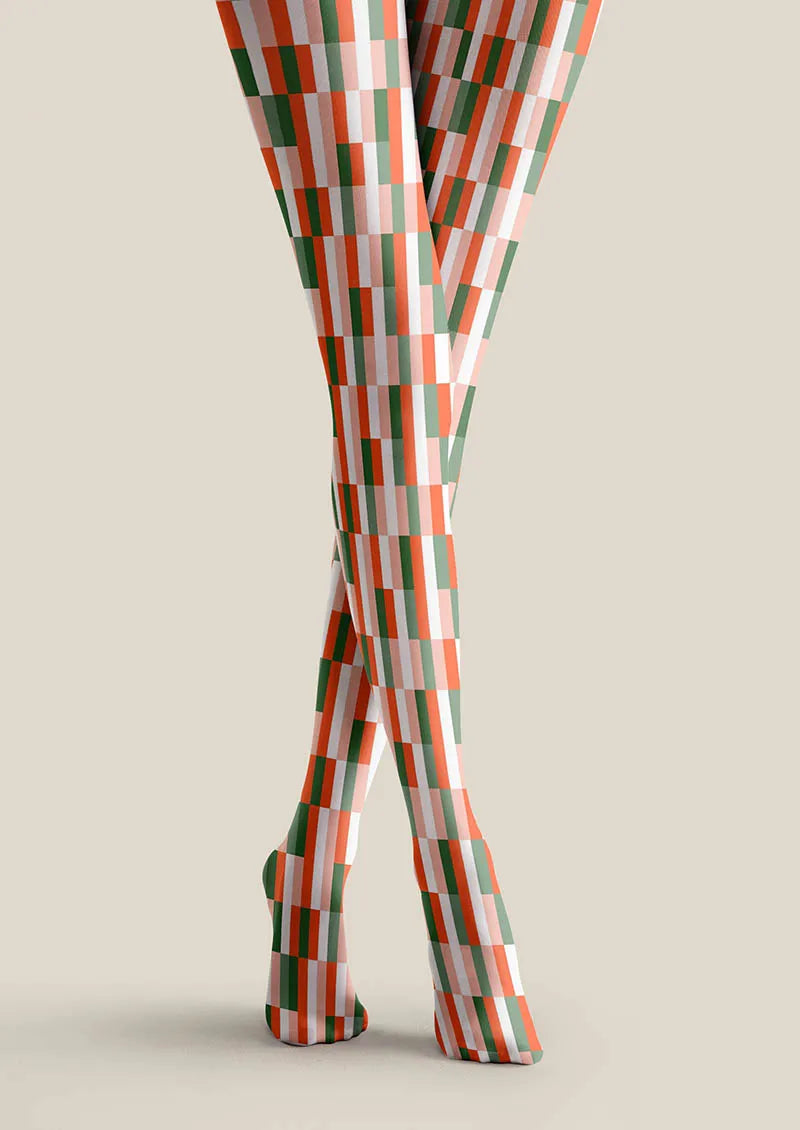 Viken Plan Christmas Fun Art Neon Stripes Tights Hosiery Pantyhose