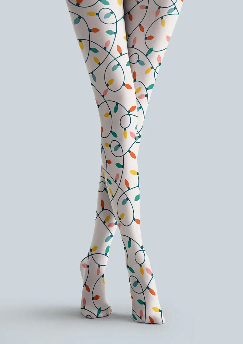Viken Plan Christmas Fun Art Snowy Night Lanterns Tights Hosiery Pantyhose