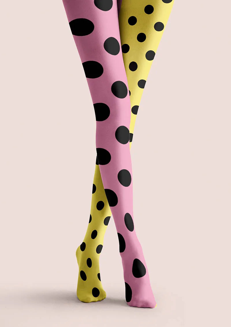 Viken Plan Pink-Yellow Dots Tights Hosiery Pantyhose