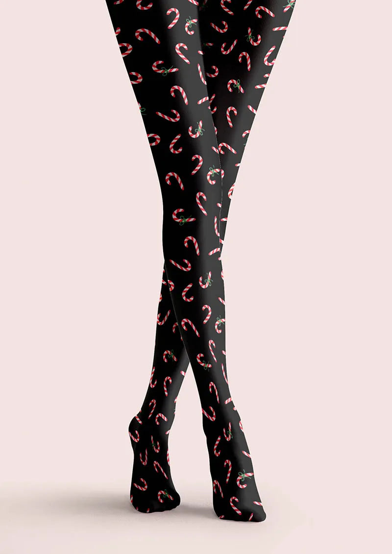 Viken Plan Candy Cane Pattern Tights Hosiery Pantyhose