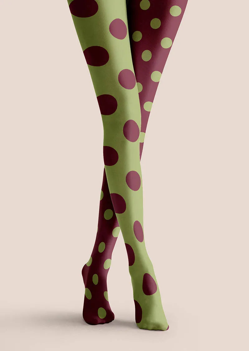 Viken Plan Green-Red Dots Tights Hosiery Pantyhose