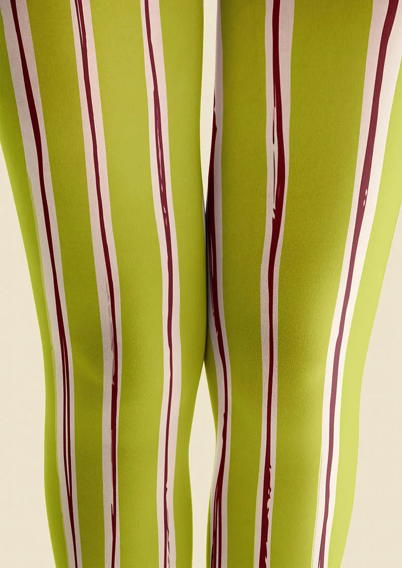 Viken Plan Lime Stripes Tights Hosiery Pantyhose