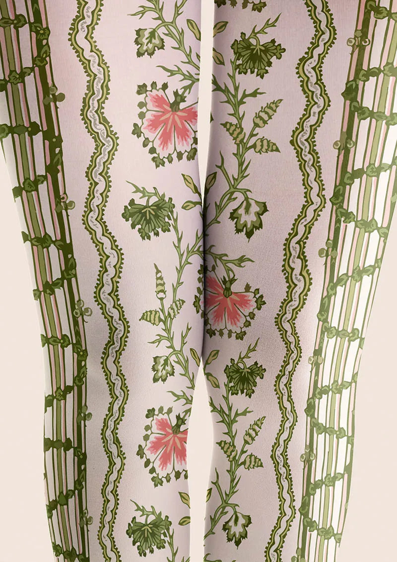 Viken Plan Floral pattern Vine Lines Tights Hosiery Pantyhose