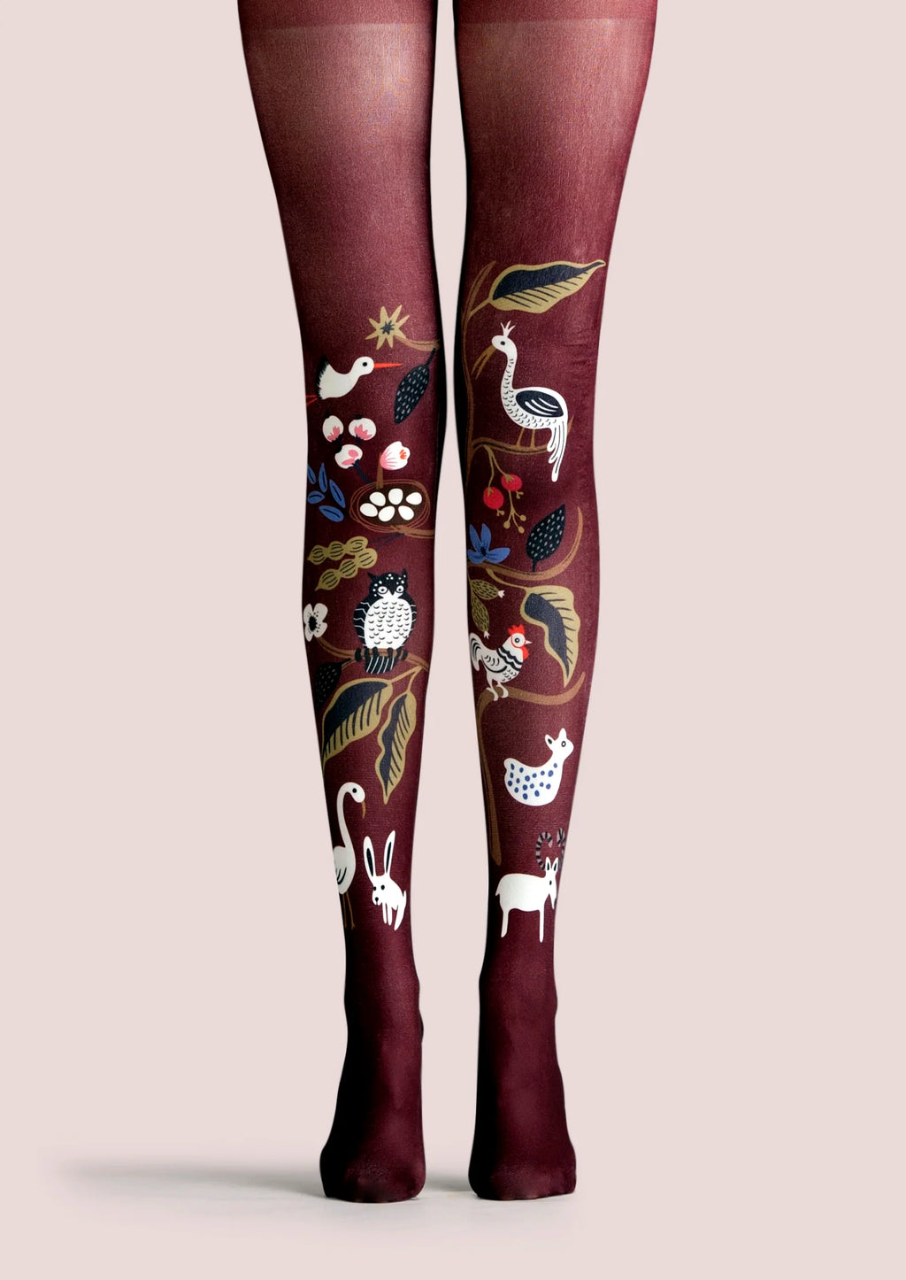 Viken Plan Fun art Print Tights Cartoon animals Pantyhose/Tights [Whimsical Secret Garden]