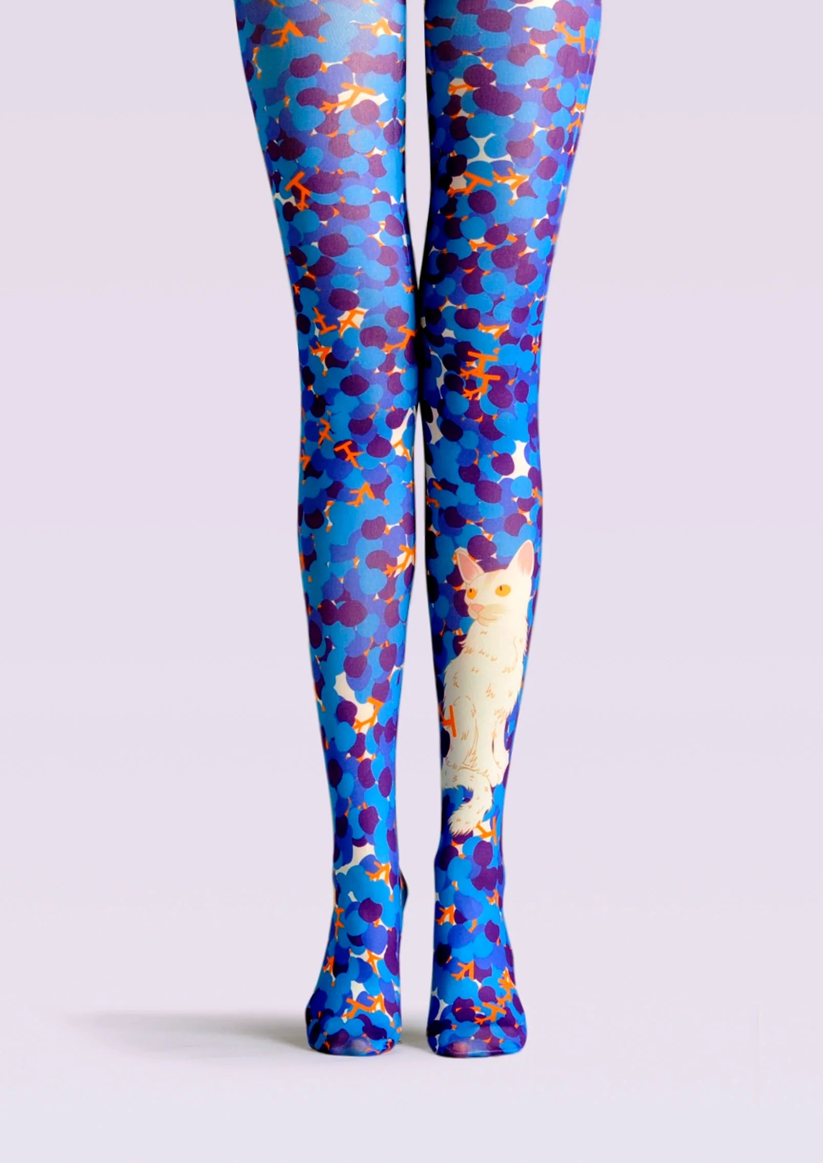 Viken Plan Fun art Print Tights Color Pantyhose/Tights [Cat in Purple vineyard]