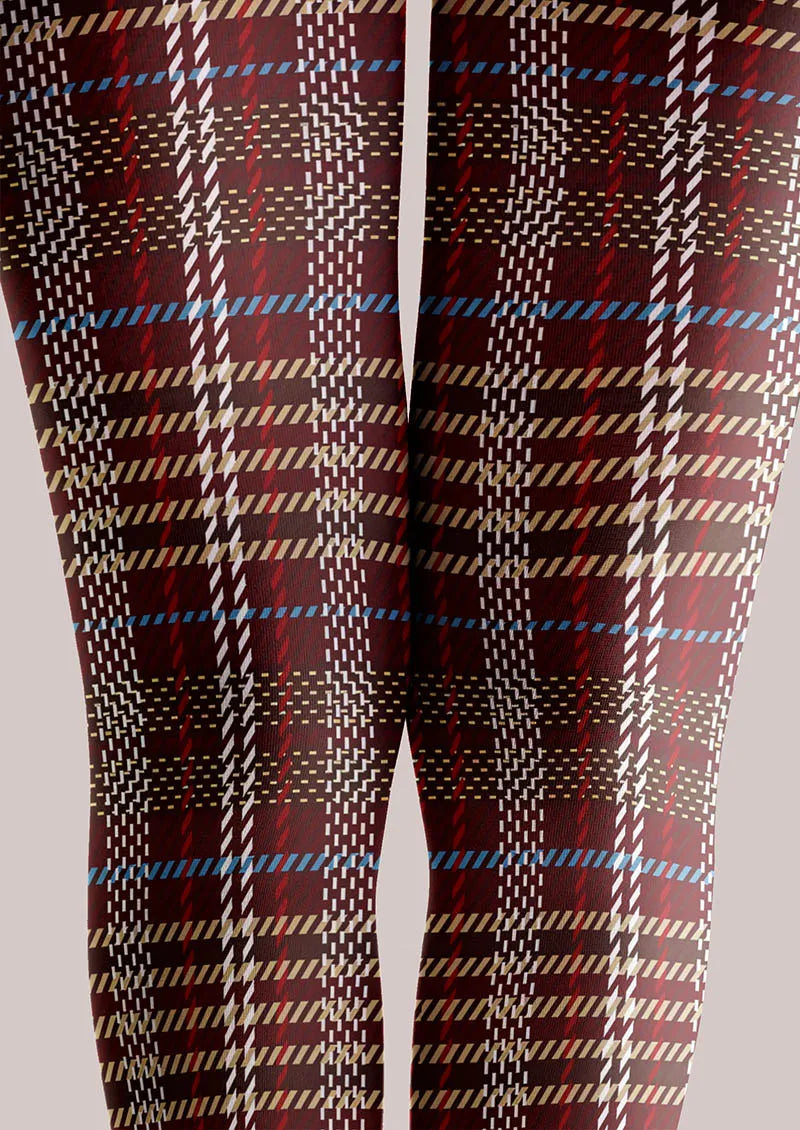 Viken Plan Geometric Art Classic Plaid Tights Hosiery Pantyhose