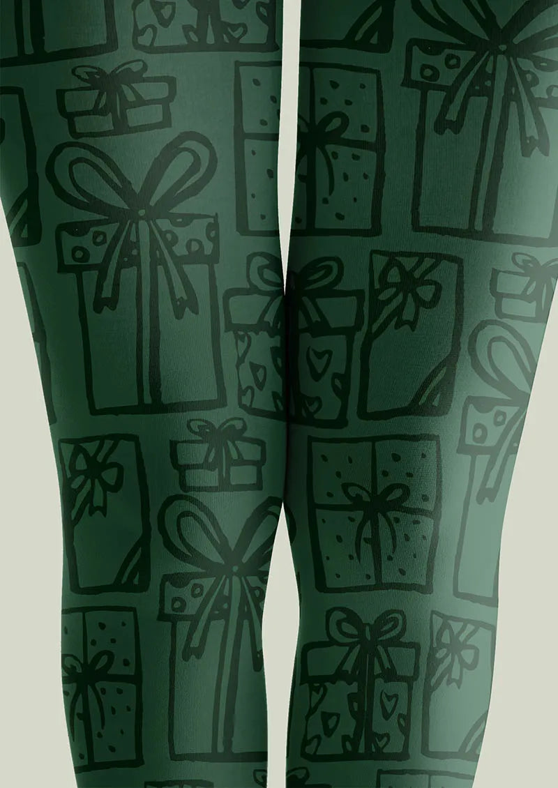 Viken Plan Christmas Fun Art Pine Carol Tights Hosiery Pantyhose