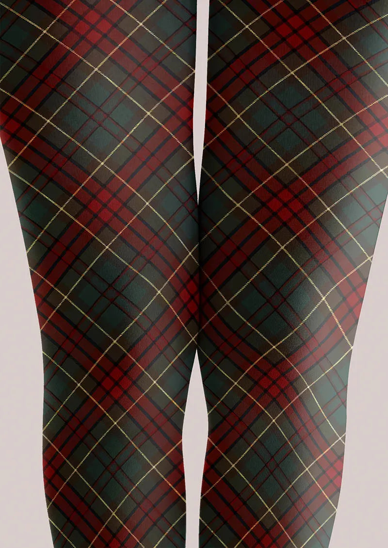 Viken Plan Christmas  Holiday Plaid Story Tights Hosiery Pantyhose