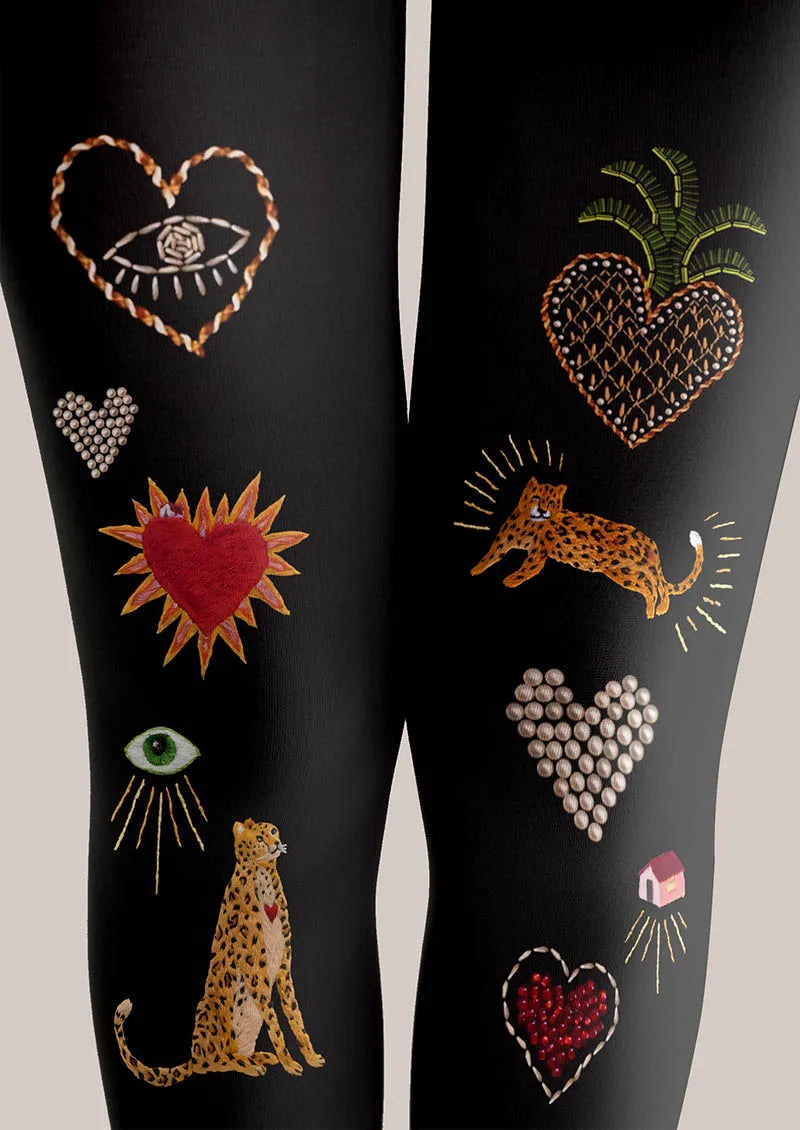 Viken Plan Fun Art Icon Stitch Tights Hosiery Pantyhose