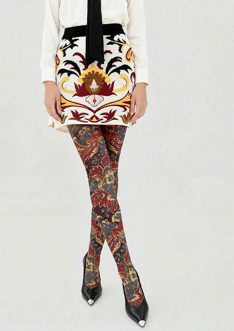 Viken Plan Baroque Bloom Golden Age Tights Hosiery Pantyhose