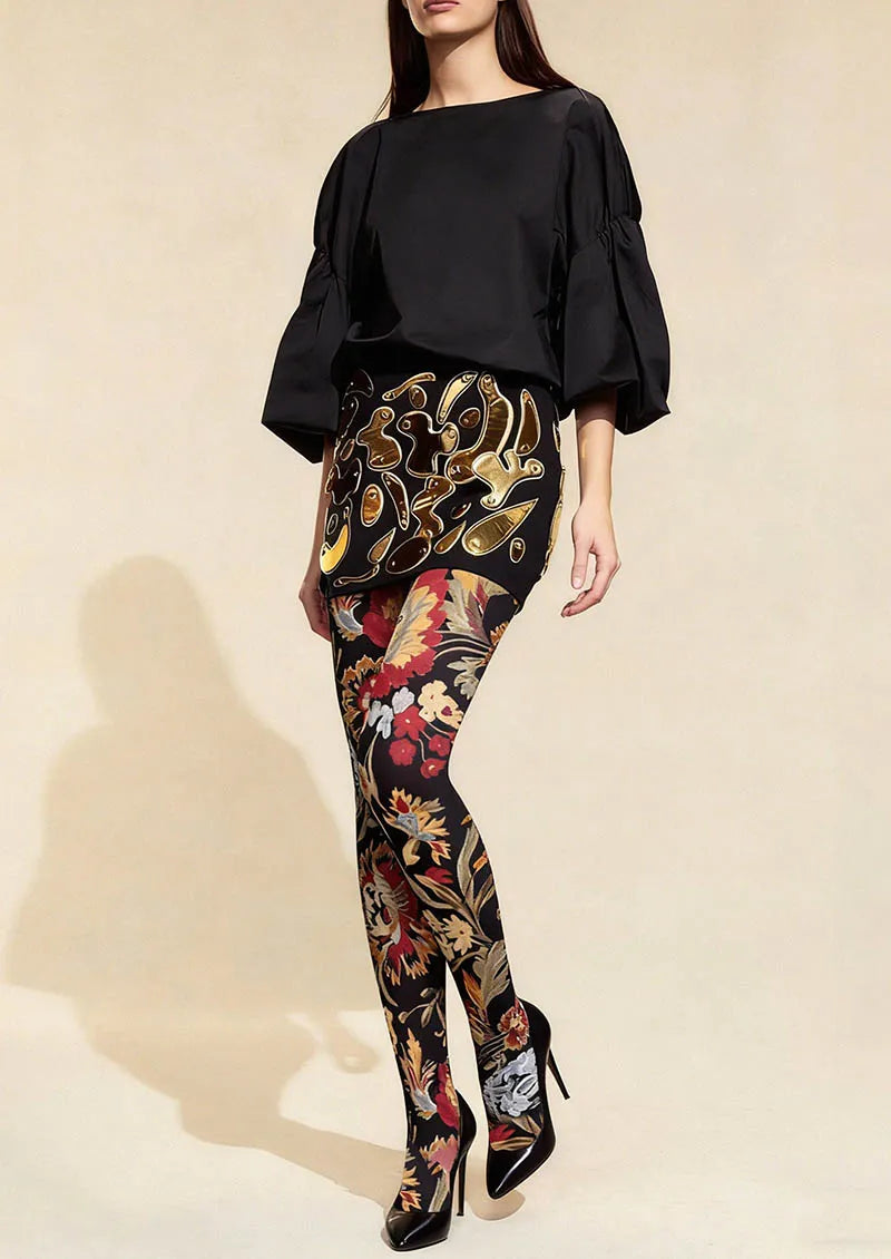 Viken Plan Floral pattern Vintage Garden Tights Hosiery Pantyhose