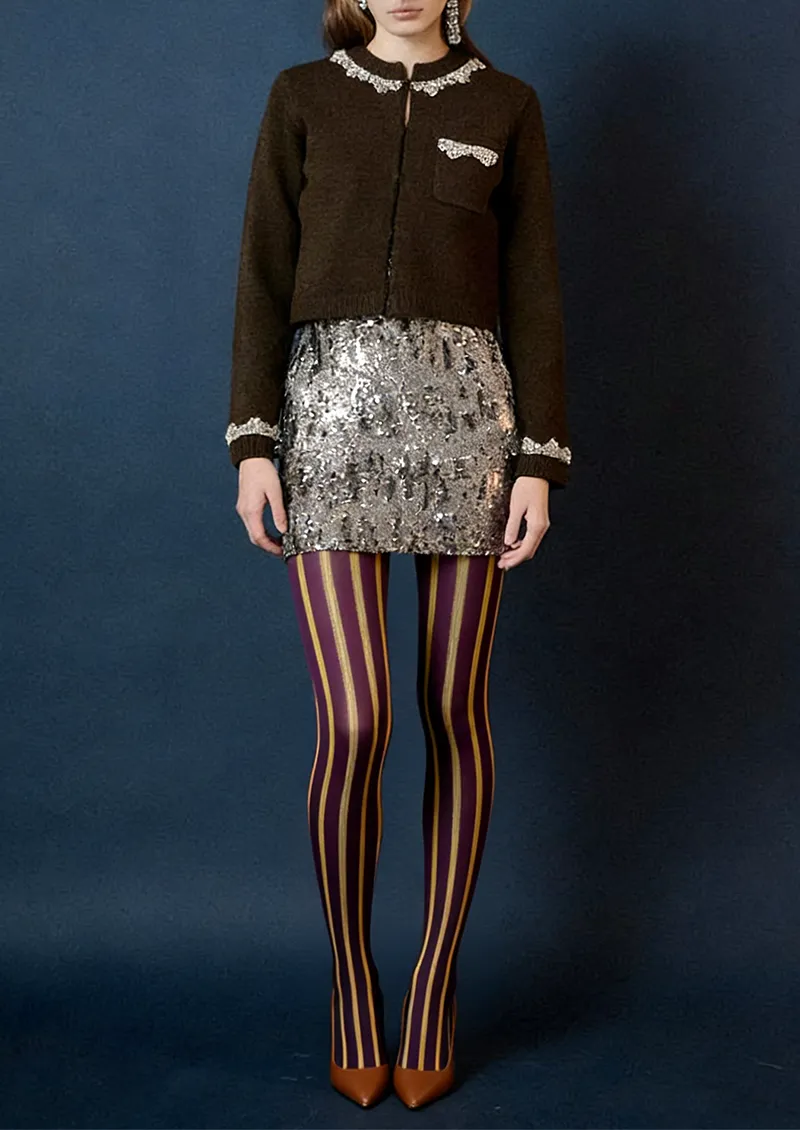 Viken Plan Retro Verticals Tights Hosiery Pantyhose