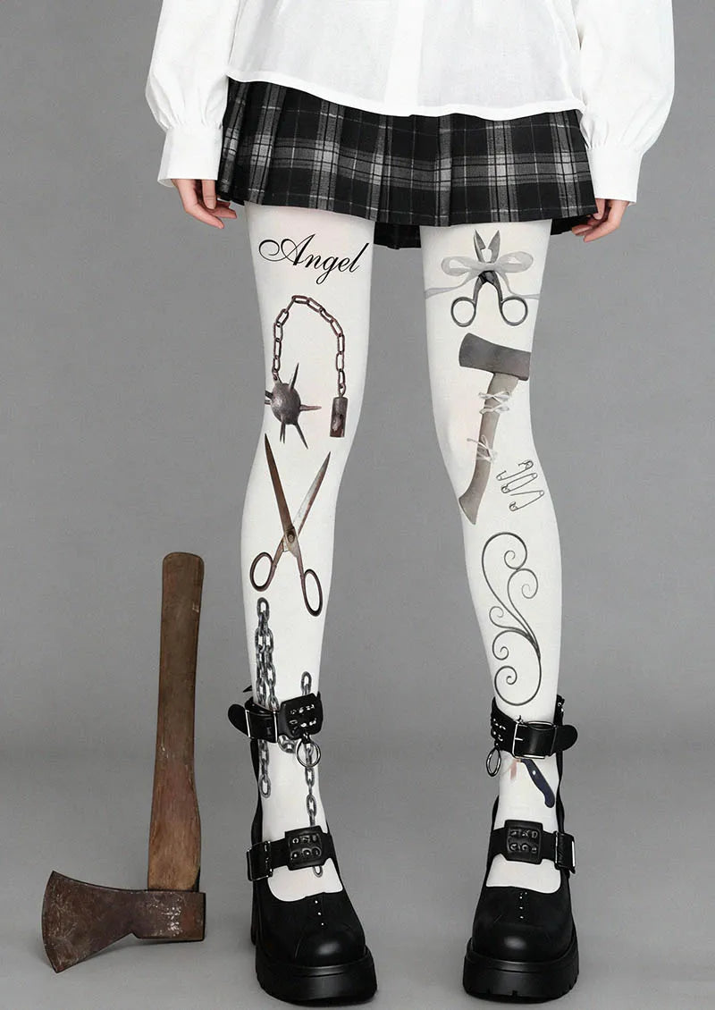 Viken Plan Angel Error Y2K Style Tights Hosiery Pantyhose