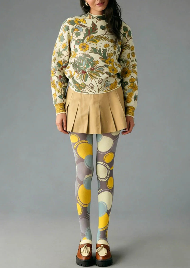 Viken Plan Retro Circles Tights Hosiery Pantyhose