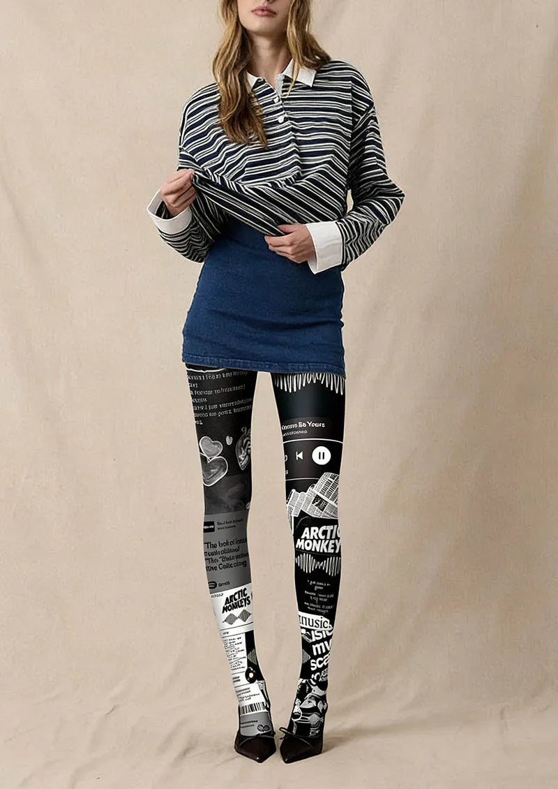 Viken Plan Musical elements Dark Rhythm Tights Hosiery Pantyhose
