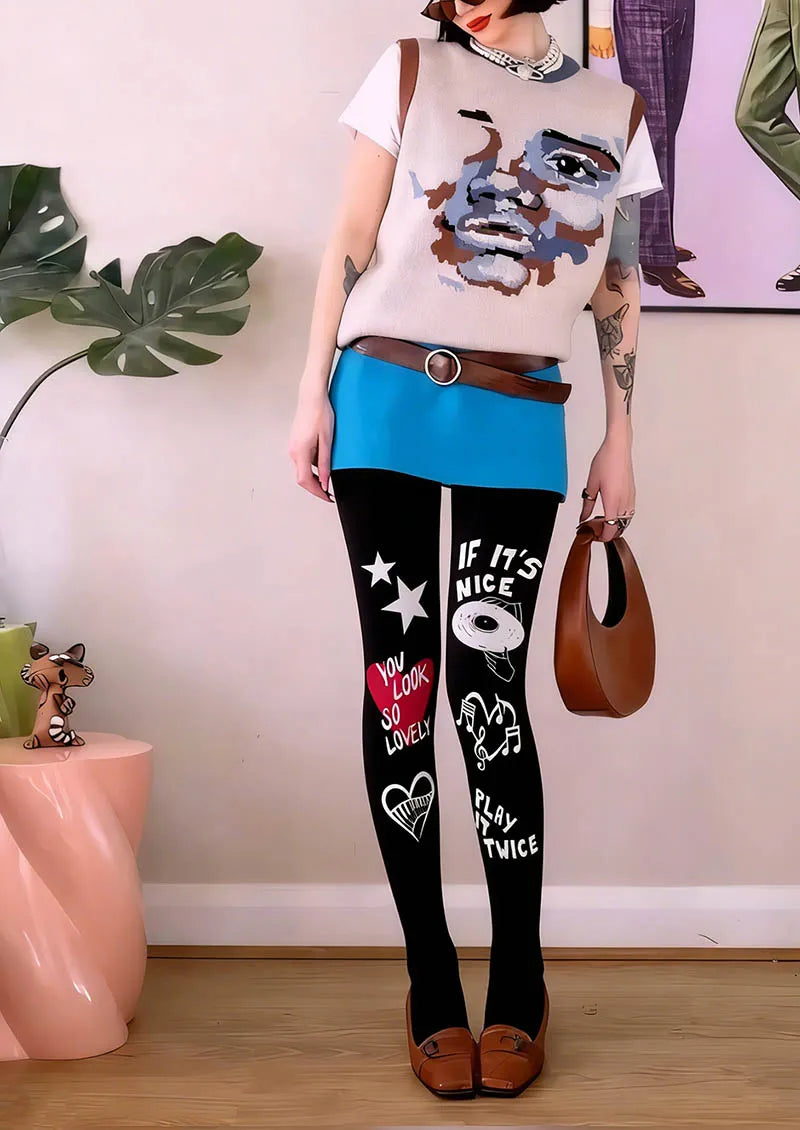 Viken Plan Musical elements Play It Loud Tights Hosiery Pantyhose