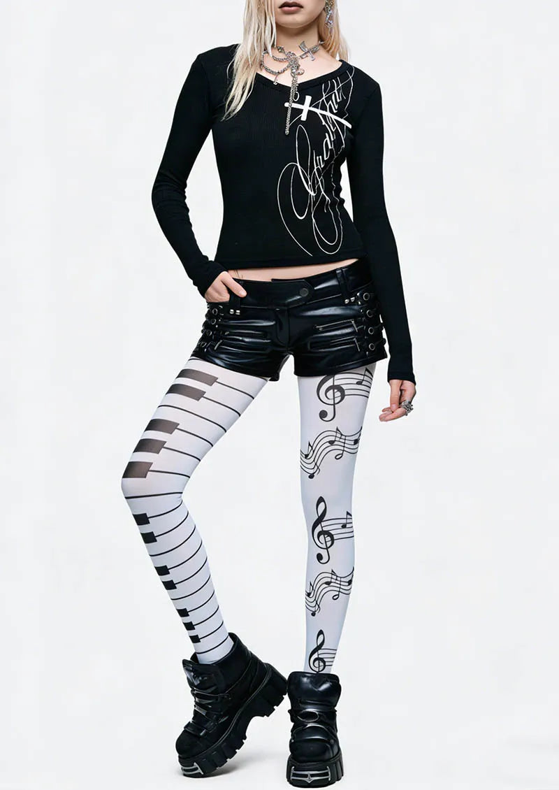 Viken Plan Musical elements Music Lines Tights Hosiery Pantyhose