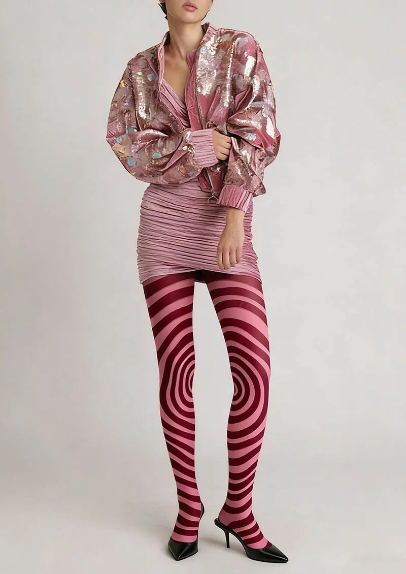 Viken Plan Pink Swirl Tights Hosiery Pantyhose