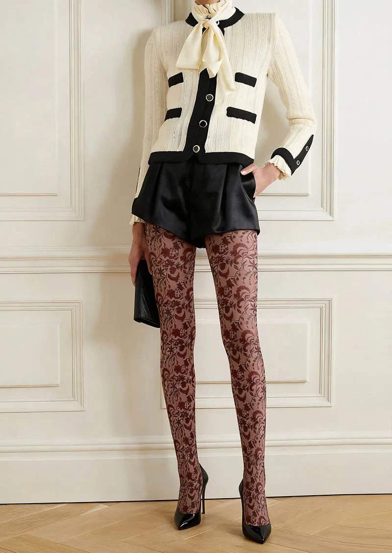Viken Plan Floral pattern Vintage Petals Tights Hosiery Pantyhose