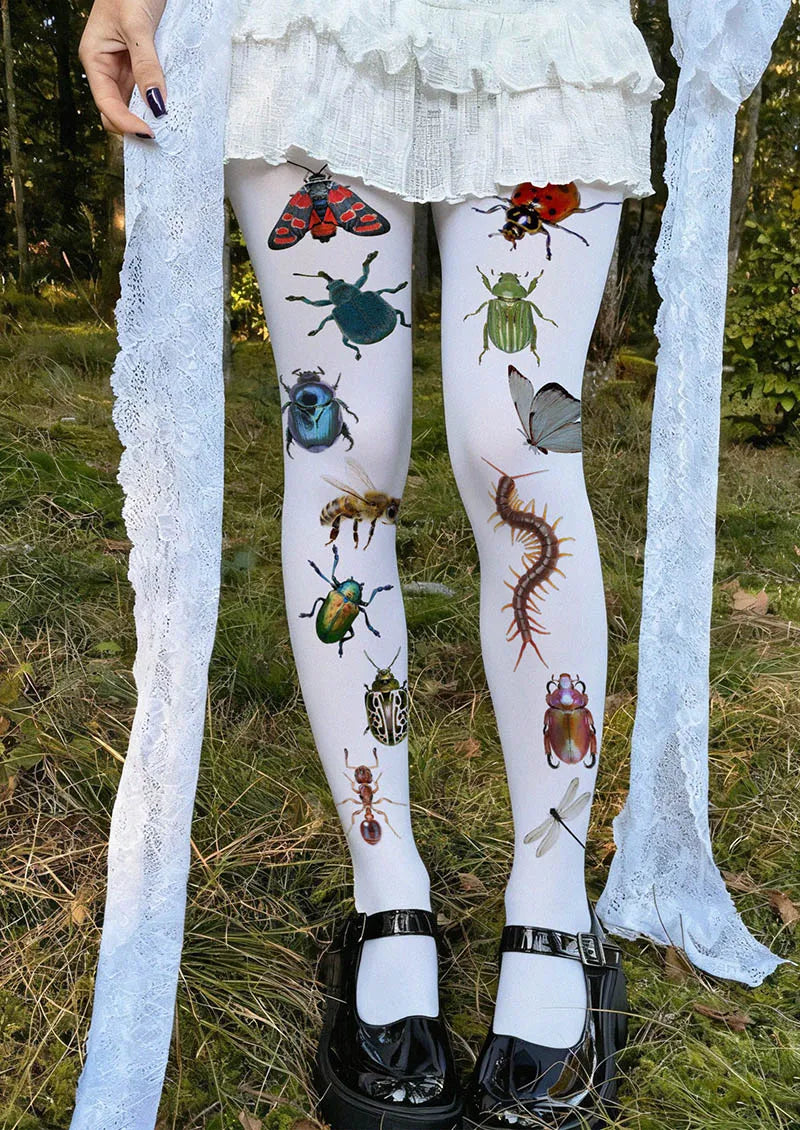 Viken Plan Cyber Insect Y2K Style Tights Hosiery Pantyhose