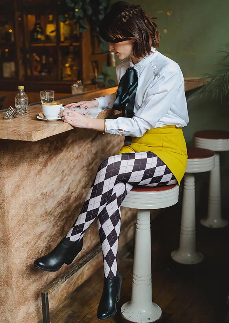 Viken Plan BW Argyle Tights Hosiery Pantyhose