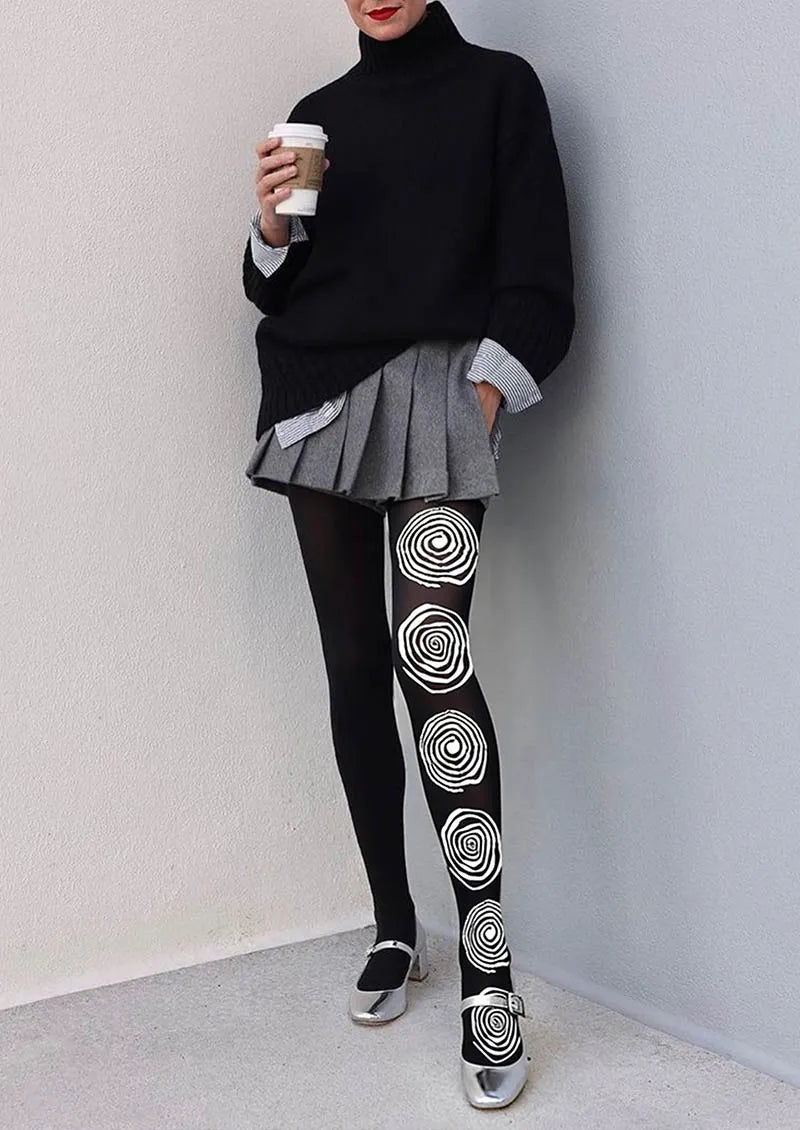 Viken Plan Fun Art Optic Geo Tights Hosiery Pantyhose