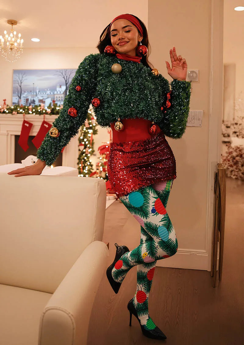 Viken Plan Holiday Fun Art Print Tights Personalized Tights/Tights [Twinkle Tree]