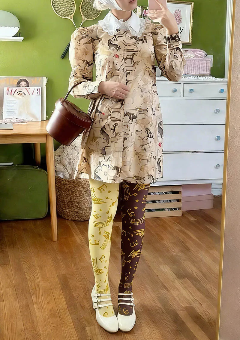 Viken Plan Musical elements Golden Melody Tights Hosiery Pantyhose