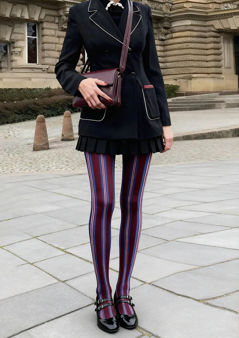Viken Plan Geometric Art Vintage Groove Tights Hosiery Pantyhose