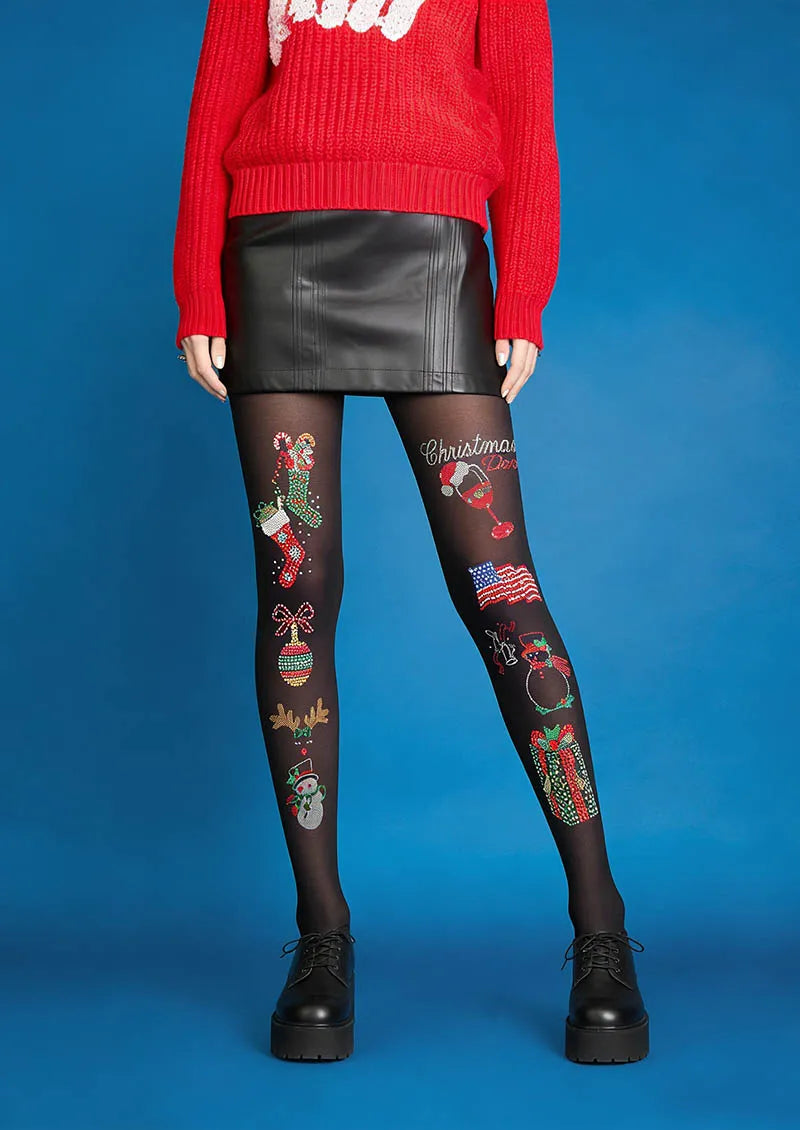 Viken Plan Christmas Fun Party Tights Hosiery Pantyhose