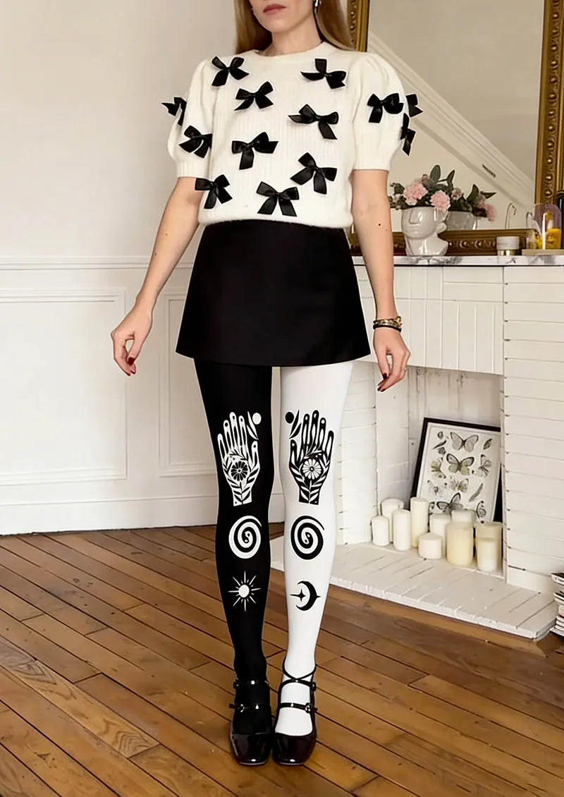 Viken Plan Bohemia Star Hand Omen Tights Hosiery Pantyhose