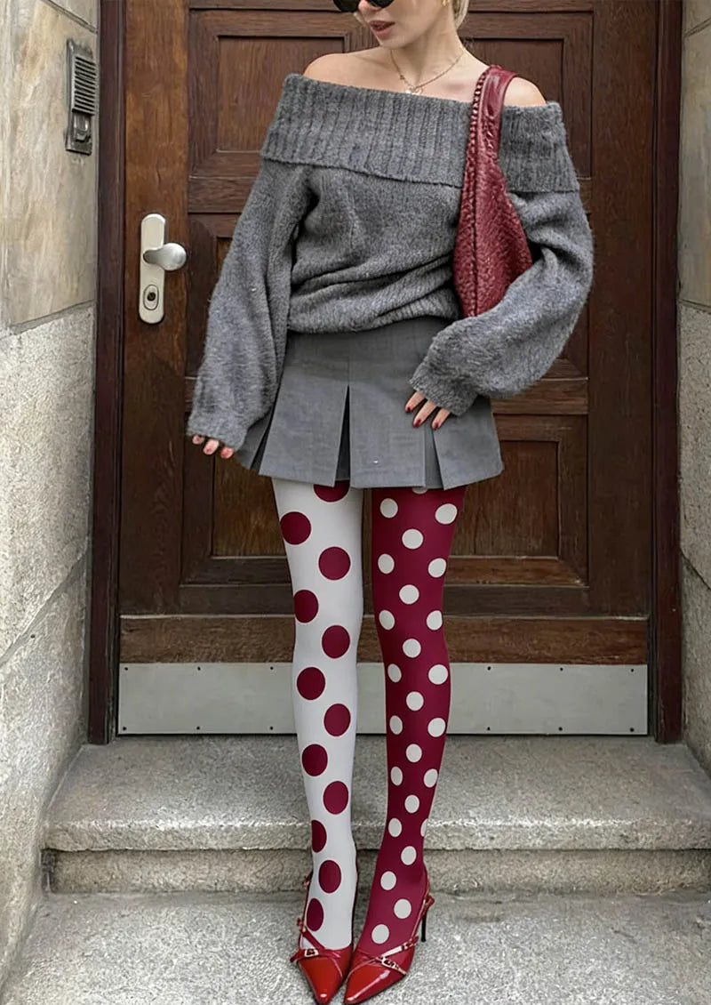 Viken Plan Dot Clash Tights Hosiery Pantyhose