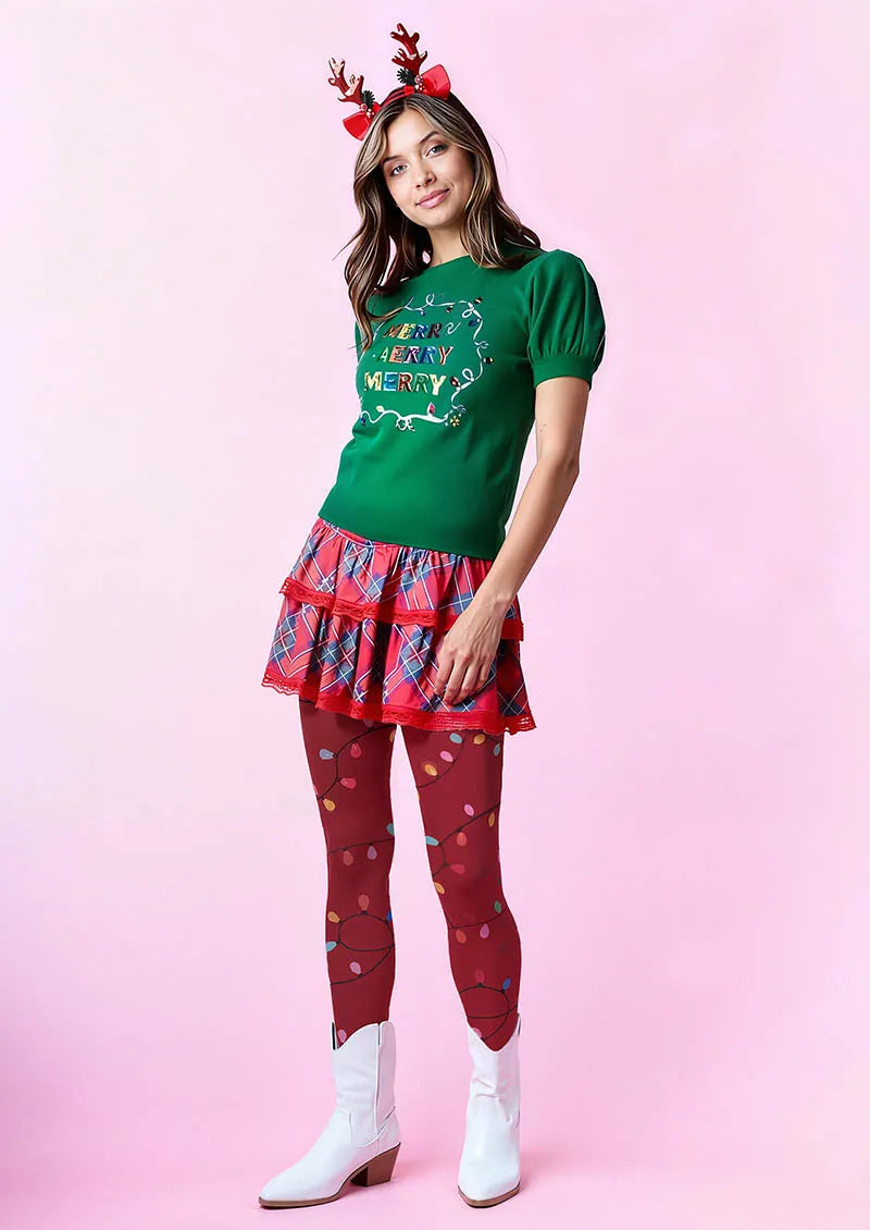 Viken Plan Christmas Fun Art Crimson Gift Tights Hosiery Pantyhose
