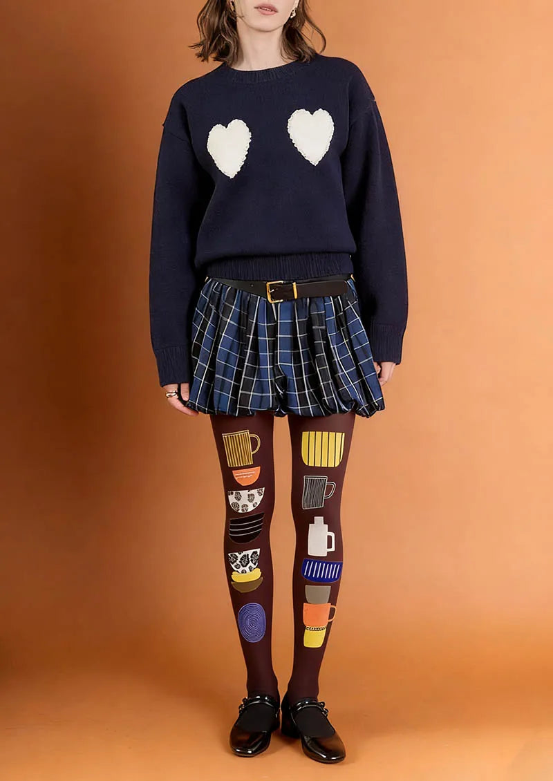 Viken Plan Fun Art Coffee Cup Fun Tights Hosiery Pantyhose