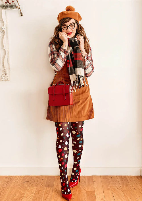 Viken Plan Berry Leopard Tights Hosiery Pantyhose