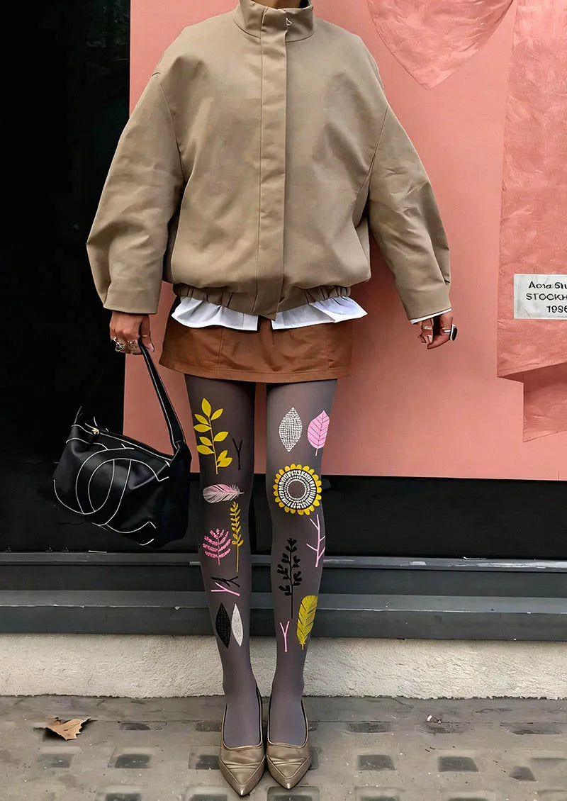 Viken Plan Nordic Sketch Floral Tights Hosiery Pantyhose