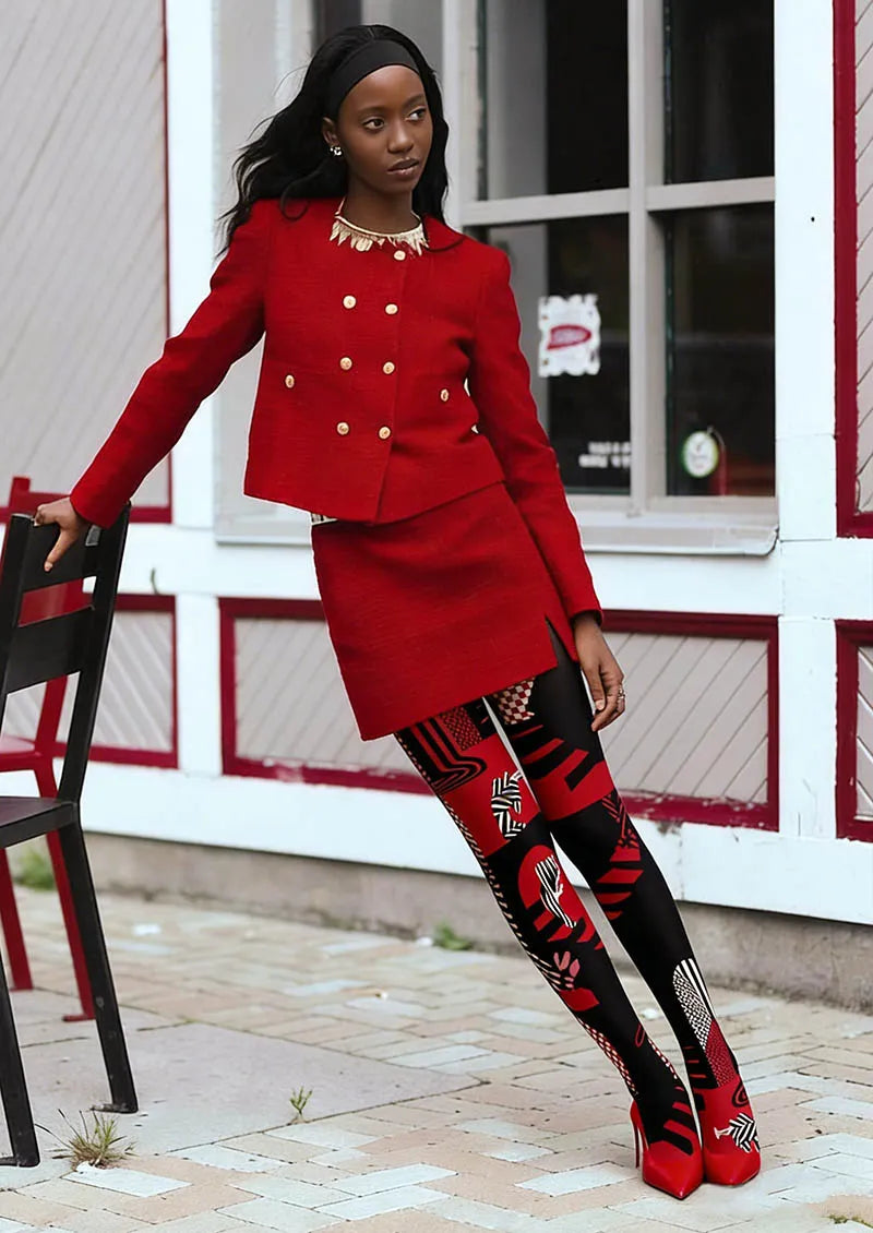 Viken Plan Musical elements Rock Lines Tights Hosiery Pantyhose