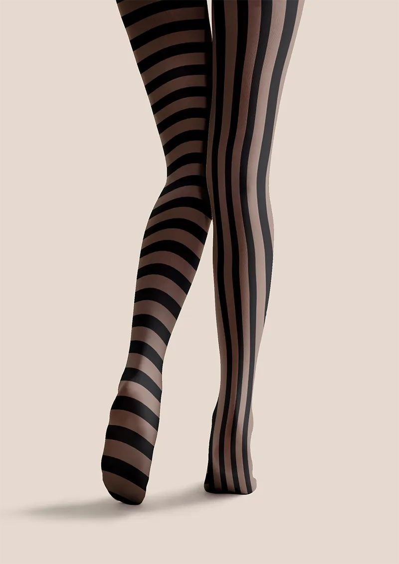 Viken Plan Shadow Panel Stripes Tights Hosiery Pantyhose